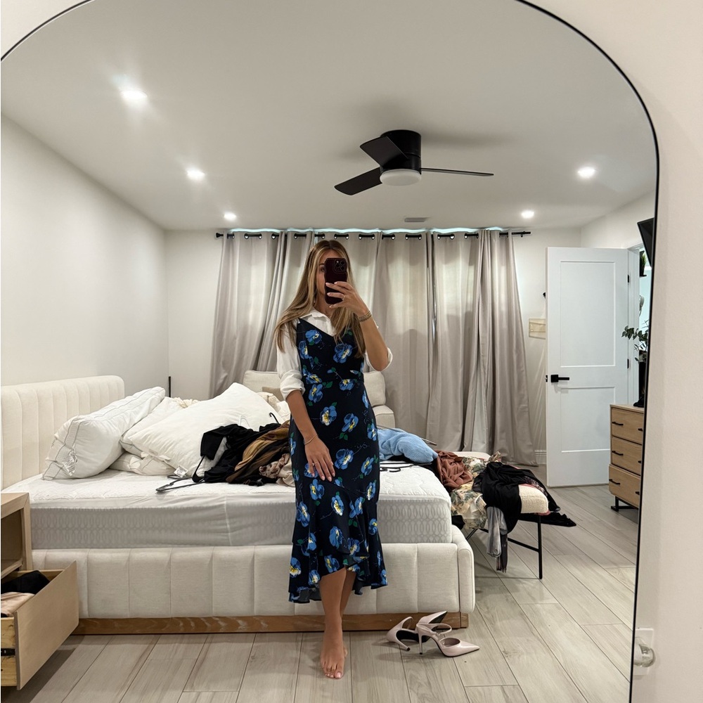 Banana Republic Blue and Black Floral Dress